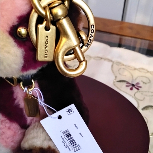 NWT COACH SHEARLING PATCHWORK BEAR BAG CHARM - Picture 10 of 12